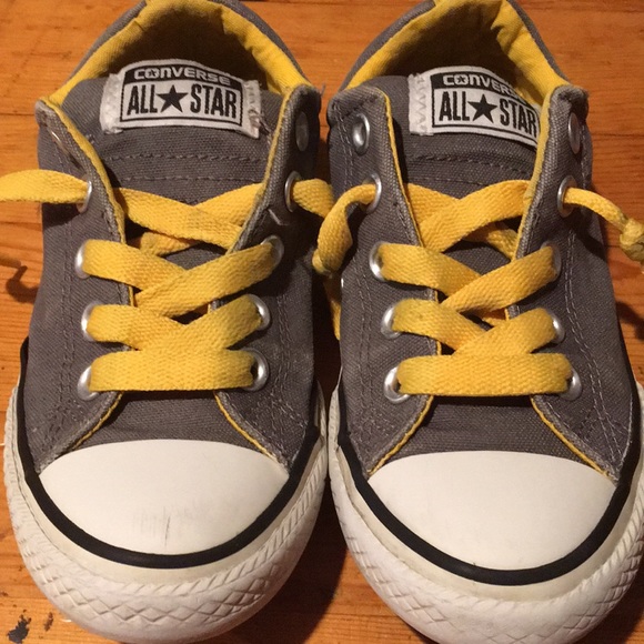 gray and yellow converse